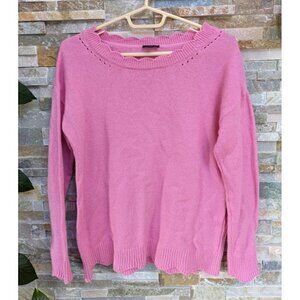 Talbots Long Sleeve Pullover Pink Sweater Scallop Hem Womens Small